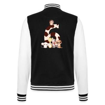 6. Jahrestag - Tiere zum sechsten Jubiläum - College-Sweatjacke - Schwarz/Weiß - Hinten - Marisol (170cm)