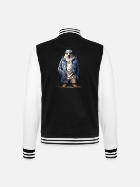 Falken-Graffiti. Räuberischer Streetstyle. - College-Sweatjacke - Schwarz/Weiß