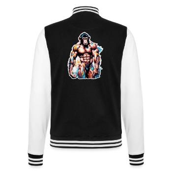 Bodybuilder / Sports / Fitness / Monkey / Muscles - College Sweat Jacket - black/white - Back - Marisol (170cm)