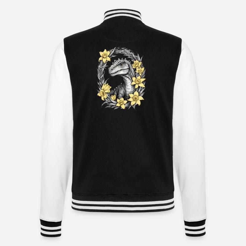 Jonquilles de dinosaures Trex - Veste Teddy - noir/blanc