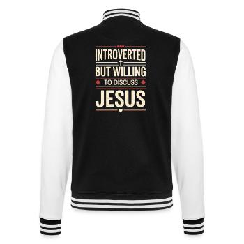 Christian humor for believers - College Sweat Jacket - black/white - Back - Marisol (170cm)
