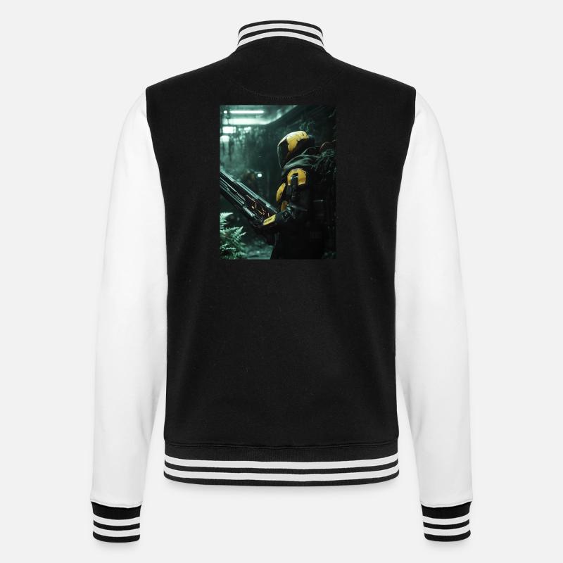 Sci Fi Krieger4 - College-Sweatjacke - Schwarz/Weiß