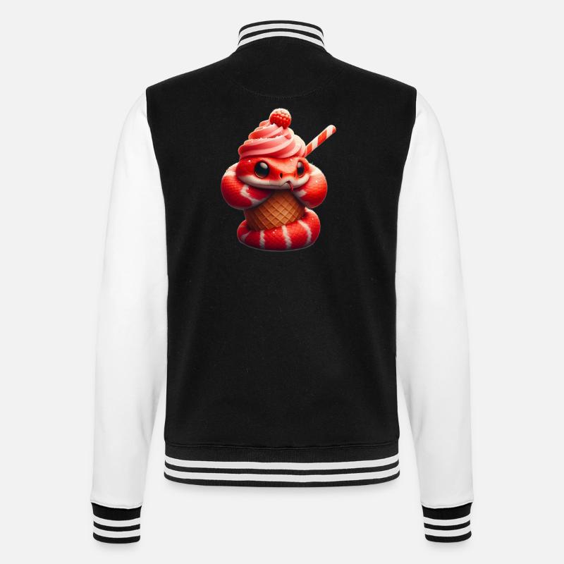Cute Snake in Cone - College Sweat Jacket - black/white