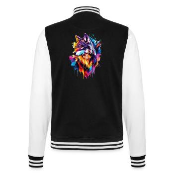 Wolf Wolf Head Predator Forest Nature Wilderness Colorful - College Sweat Jacket - black/white - Back - Marisol (170cm)