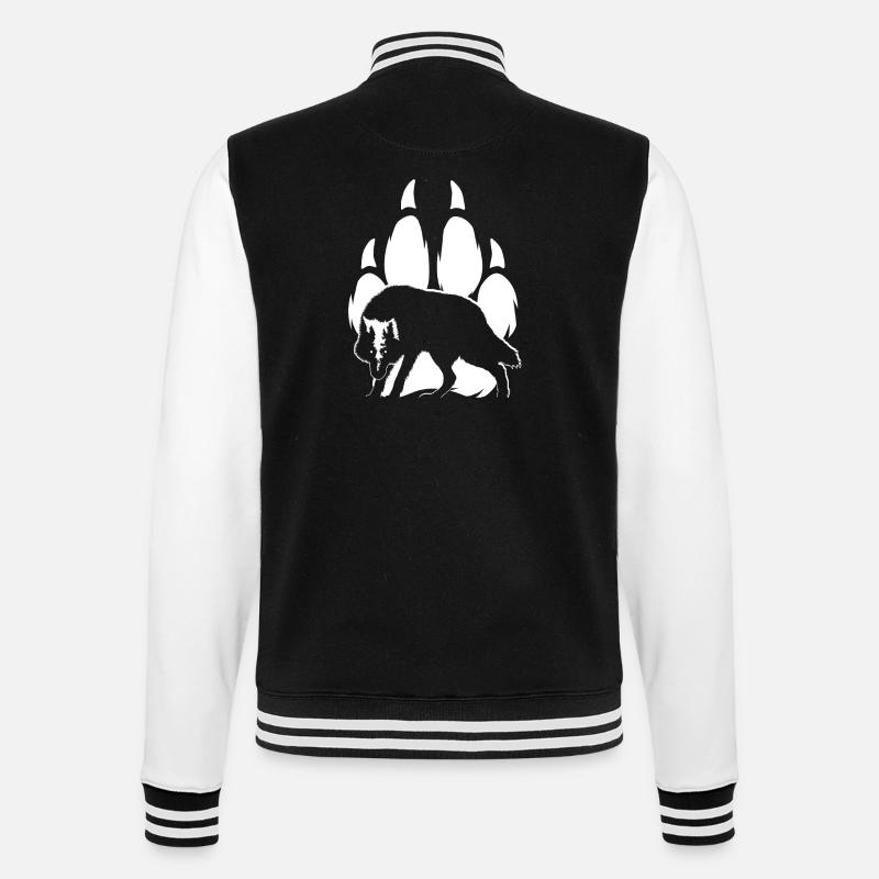 Silhouette et patte de loup - Veste Teddy - noir/blanc