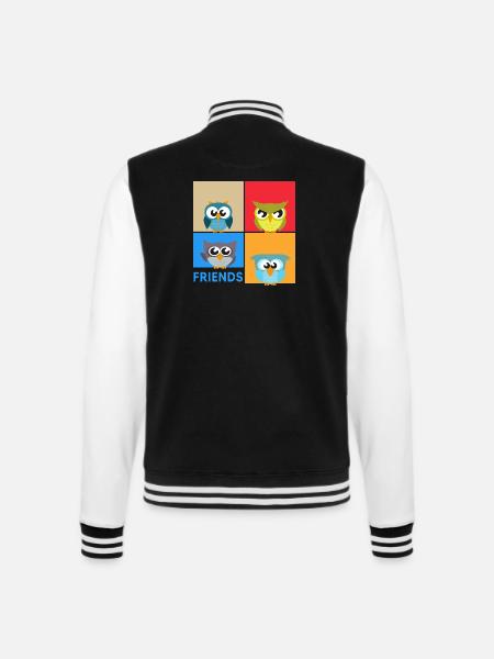 Eule "bunte Eulen" eulenchaos Eulen-Kunst - College-Sweatjacke - Schwarz/Weiß