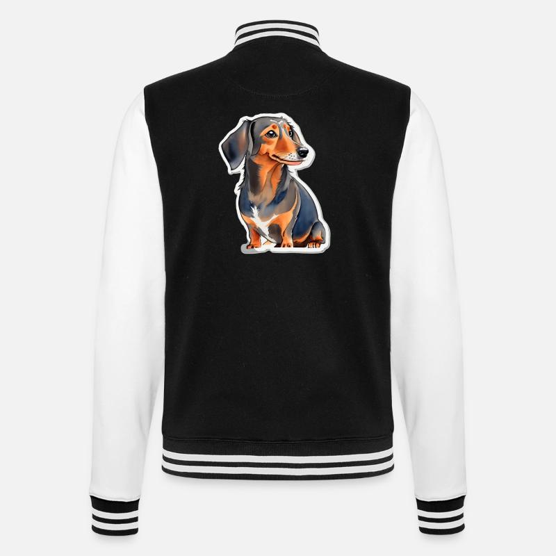 Dackel - College-Sweatjacke - Schwarz/Weiß