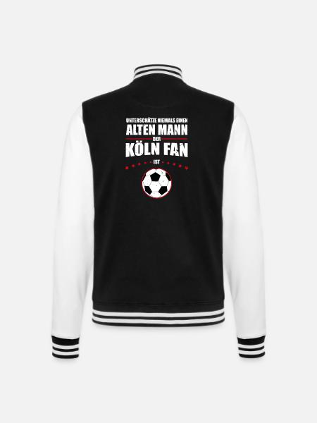 Alter Mann - Köln Fan | Retro Vintage Design - College-Sweatjacke - Schwarz/Weiß