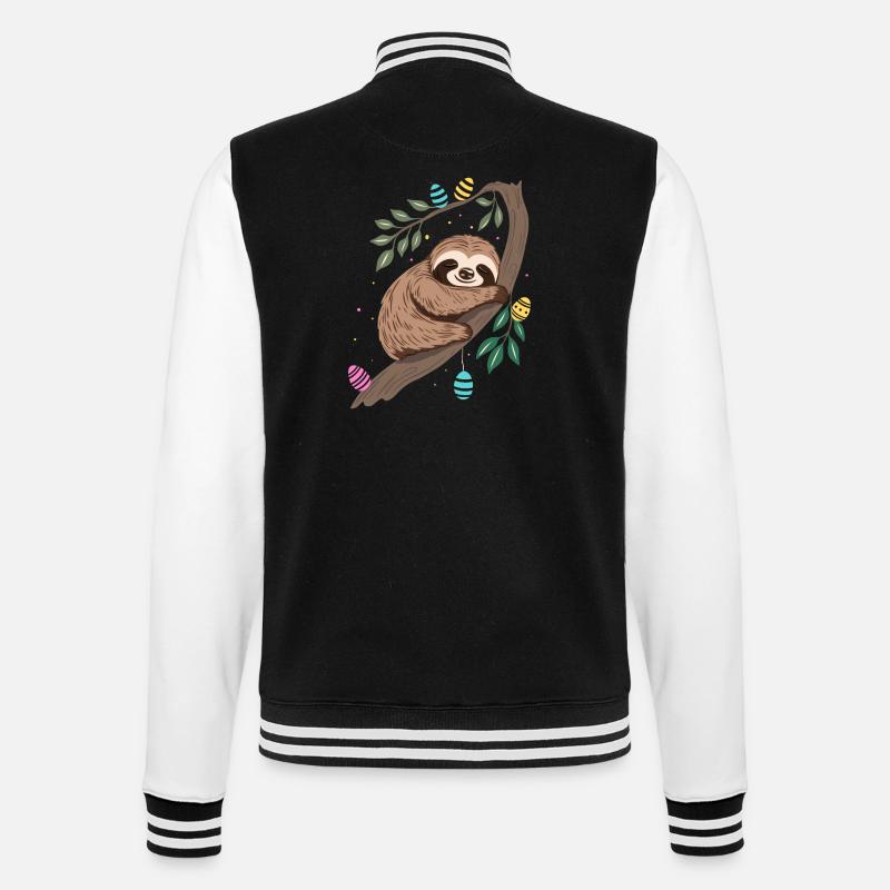 Easter Sloth with Easter Eggs - College Sweat Jacket - black/white