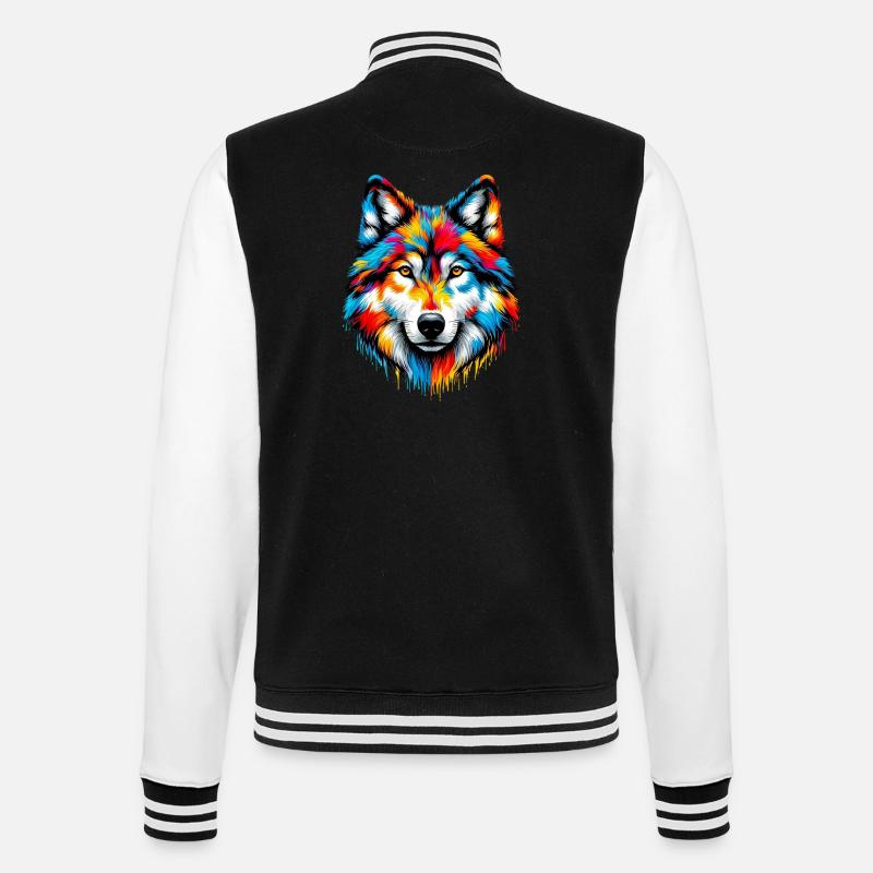 Wolf - College Sweat Jacket - black/white