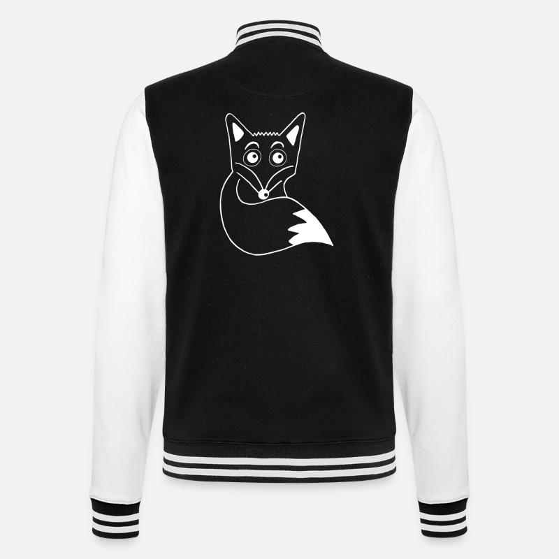 Cute White Fox - College Sweat Jacket - black/white