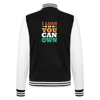 Hypothek Eigentumswohnung Schulden - College-Sweatjacke - Schwarz/Weiß - Hinten - Marisol (170cm)