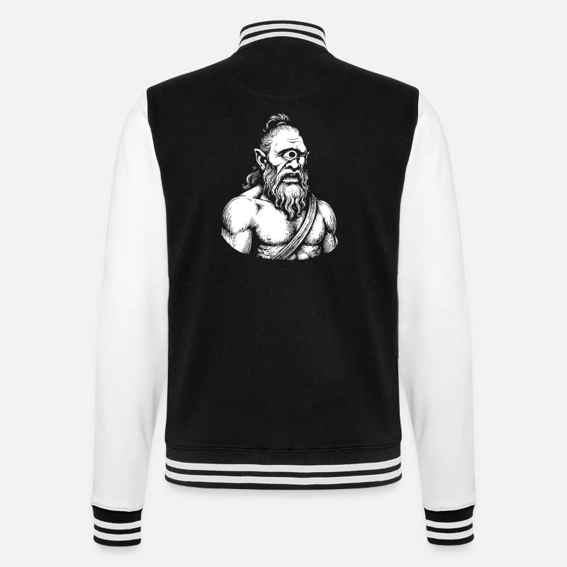 Mythical Cyclops Warrior Illustration - College Sweat Jacket - black/white
