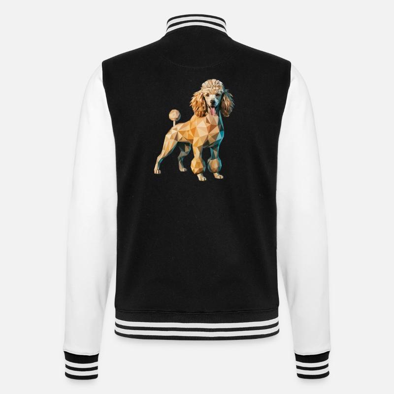 Caniche - Logo Low Poly cool - Veste Teddy - noir/blanc
