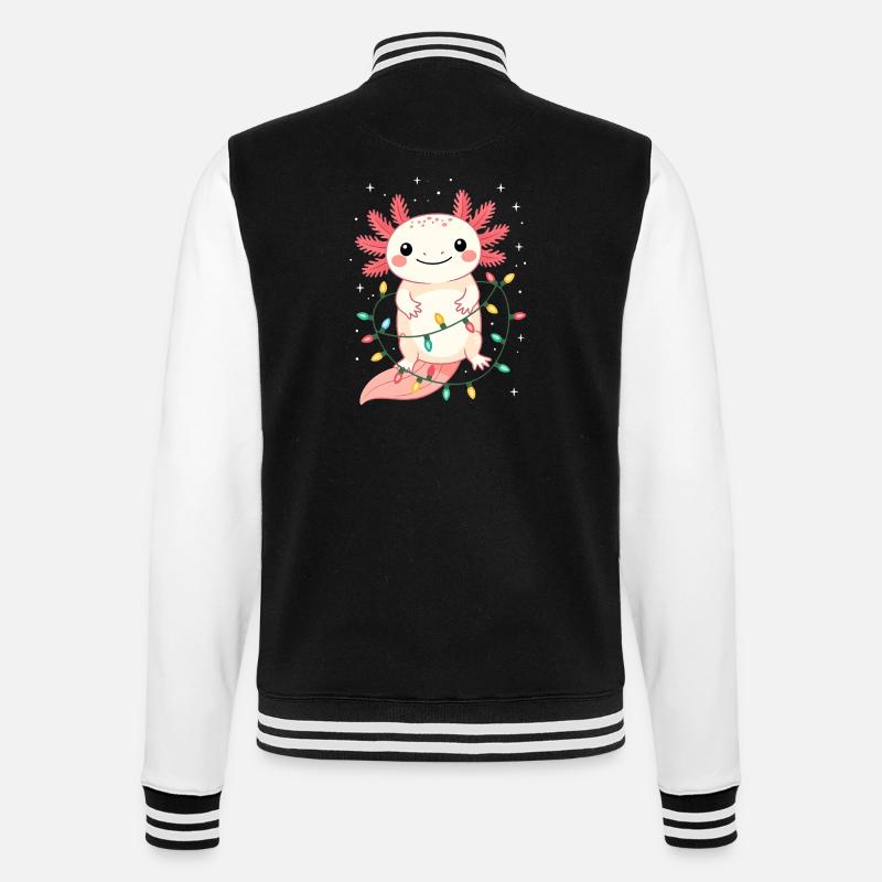 Pull de Noël Axolotl Drôle Mignon - Veste Teddy - noir/blanc