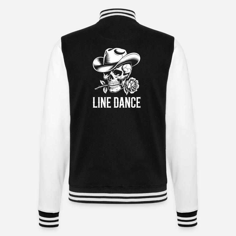 Line Dance Schädel mit Rose - College-Sweatjacke - Schwarz/Weiß
