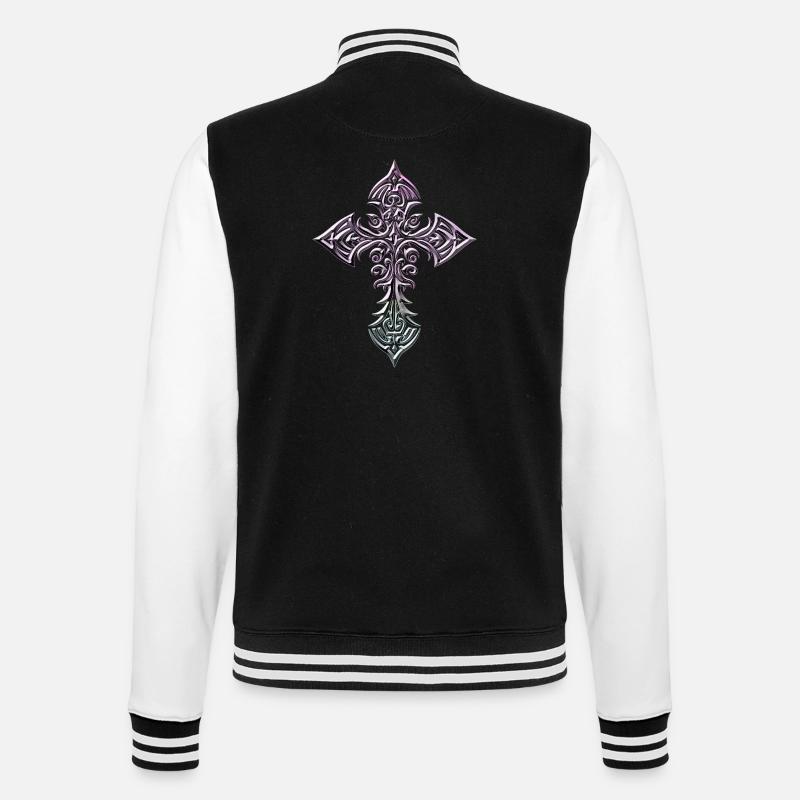 Cruciform Tribal Gradient Cross - College Sweat Jacket - black/white