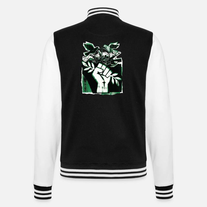 Gegen Krieg Frieden Faust - College-Sweatjacke - Schwarz/Weiß