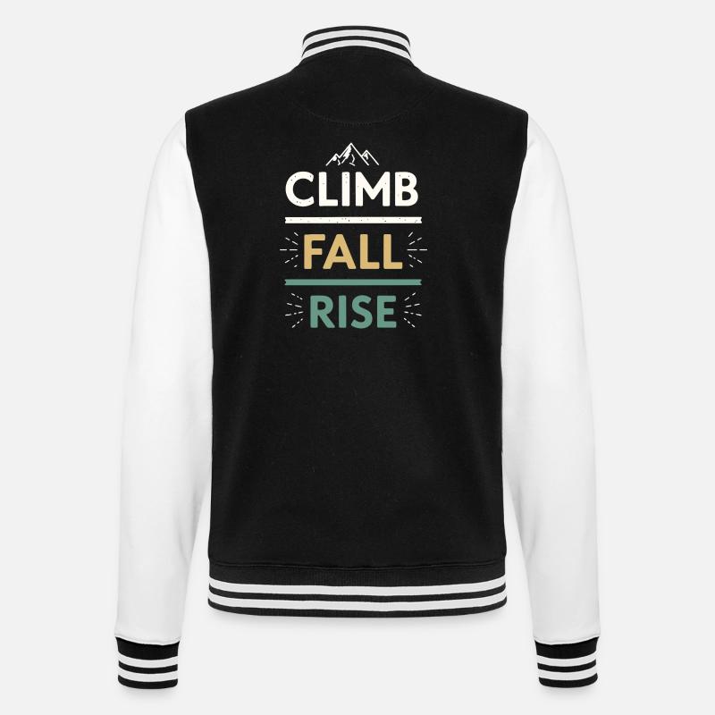 Climbs Falls Raises Mountain - College-Sweatjacke - Schwarz/Weiß