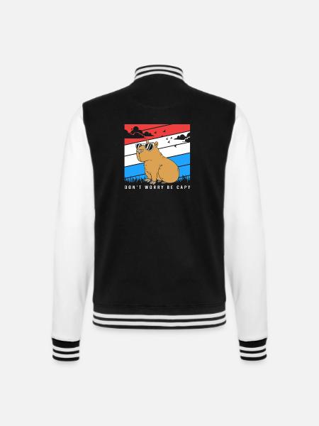 Dont Worry Be Capy Capybara - College-Sweatjacke - Schwarz/Weiß