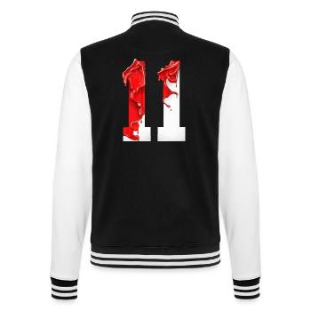 NR. 11 NUMMER 11 ROT WEIß 11. GEBURTSTAG - College-Sweatjacke - Schwarz/Weiß - Hinten - Marisol (170cm)