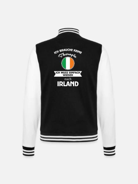 Keine Therapie - Irland - College-Sweatjacke - Schwarz/Weiß