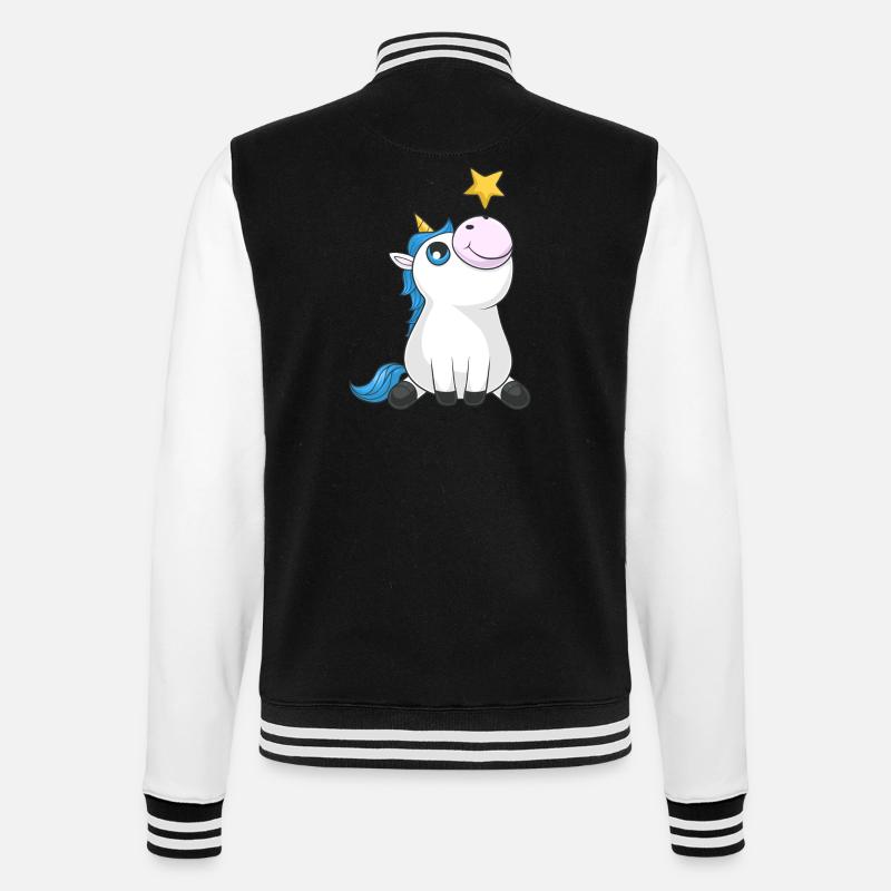 Süßes Comic Einhorn - College-Sweatjacke - Schwarz/Weiß