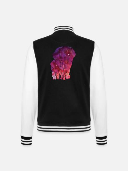 Kids Elephant Wasserfarbe - College-Sweatjacke - Schwarz/Weiß