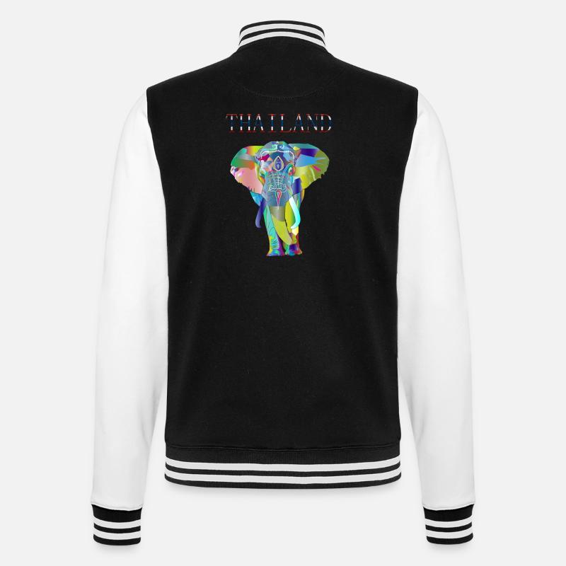 THAILAND ELEFANT GESCHENK IDEE - College-Sweatjacke - Schwarz/Weiß