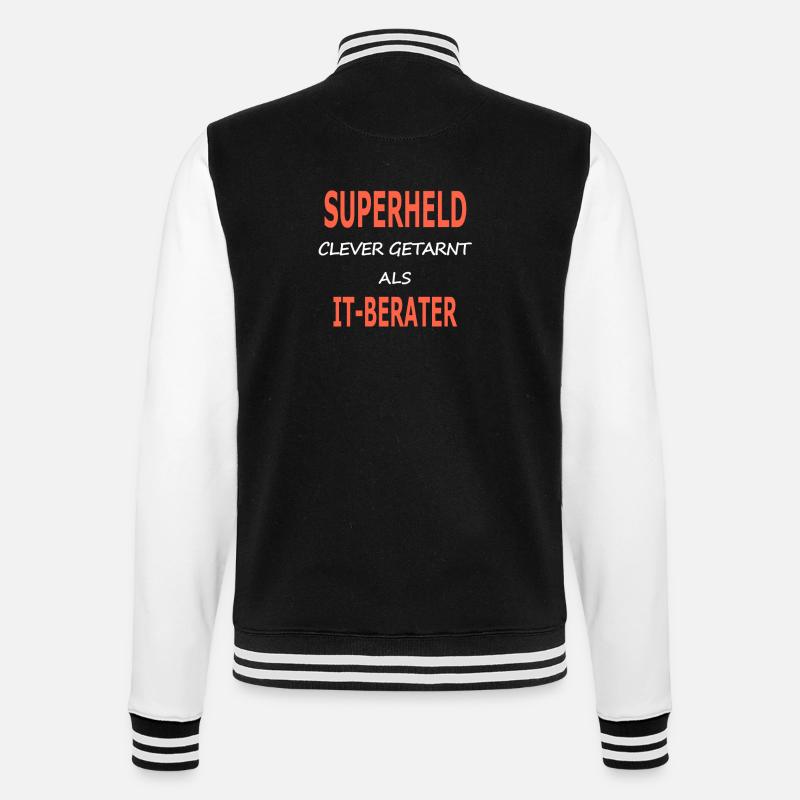 itberater_superheld - College-Sweatjacke - Schwarz/Weiß