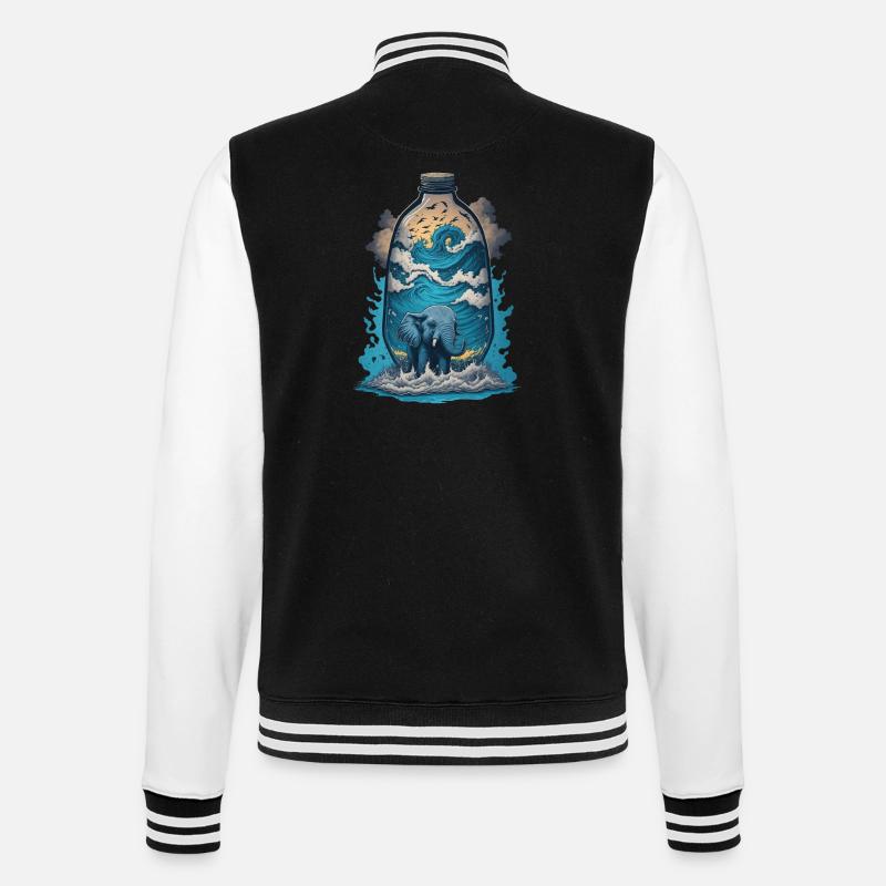 Elephant In Bottle - College Sweat Jacket - black/white