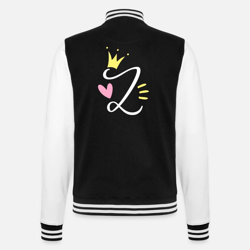 Buchstabe Z Anfangsbuchstabe Krone - College-Sweatjacke - Schwarz/Weiß