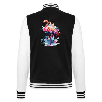 Flamant rose oiseau exotique Summer Splash rose rose - Veste Teddy - noir/blanc - Dos - Marisol (170cm)