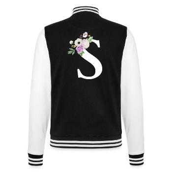 Purple Floral Letter S - College Sweat Jacket - black/white - Back - Marisol (170cm)