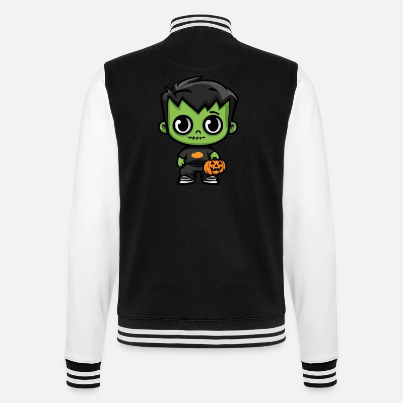 Zombie Halloween Cute Comic - College Sweat Jacket - black/white
