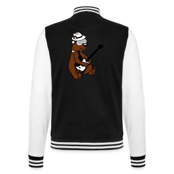 Seated Bear Brown Bear Plays Guitar Guitarist - College Sweat Jacket - black/white - Back - Marisol (170cm)