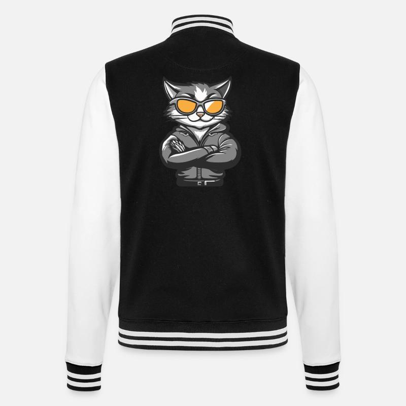 Chat Bande Dessinée Cool - Veste Teddy - noir/blanc