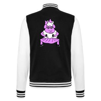 Sheep Girl Woman Female Pretty Tired Dancing Skirt - College Sweat Jacket - black/white - Back - Marisol (170cm)