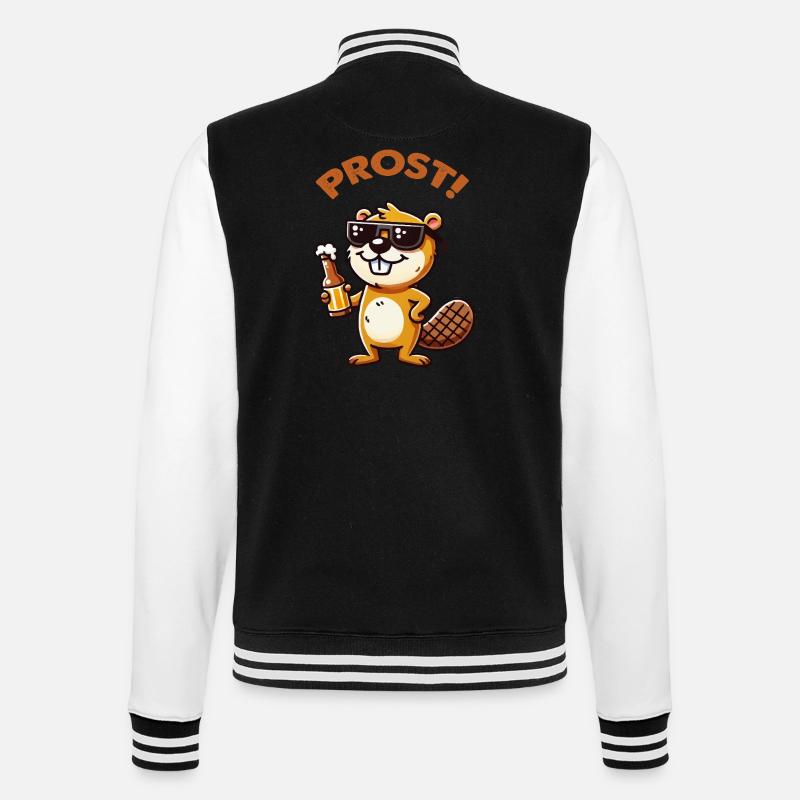 Biber Bier prost - College-Sweatjacke - Schwarz/Weiß