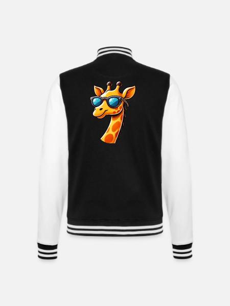 giraffe comic cool - College-Sweatjacke - Schwarz/Weiß