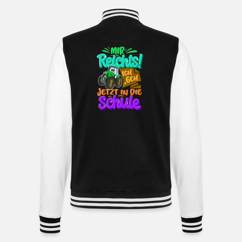 Traktor Kinder Einschulung - College-Sweatjacke - Schwarz/Weiß