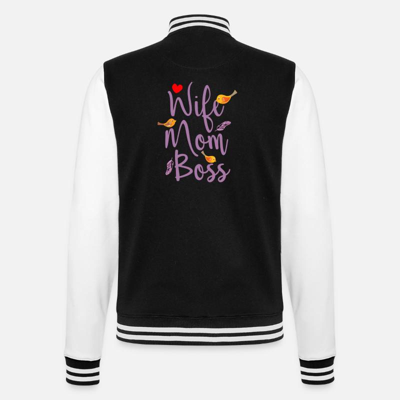Frau Mutter Chef - College-Sweatjacke - Schwarz/Weiß