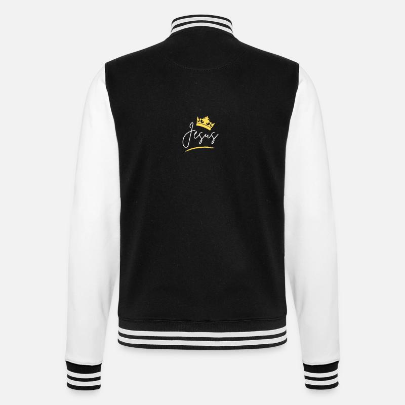 Jesus Crown Script Tee - College Sweat Jacket - black/white