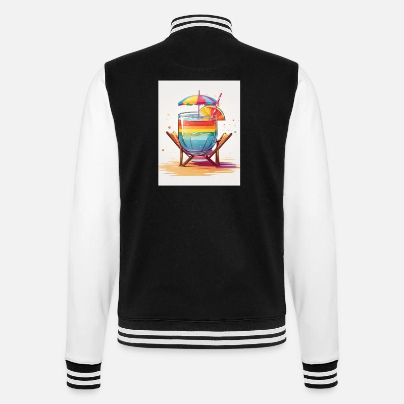 Regenbogen-Cocktail - College-Sweatjacke - Schwarz/Weiß