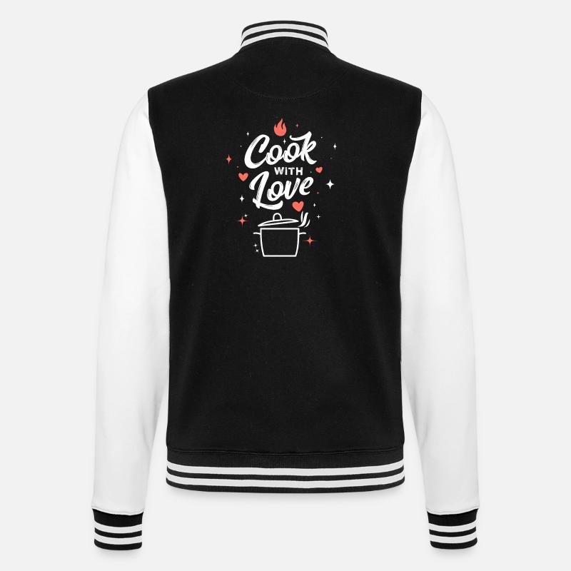Kochen mit Liebe - College-Sweatjacke - Schwarz/Weiß