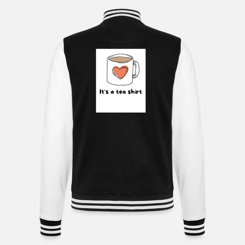 Herz Kaffeebecher Tee Shirt Design - College-Sweatjacke - Schwarz/Weiß