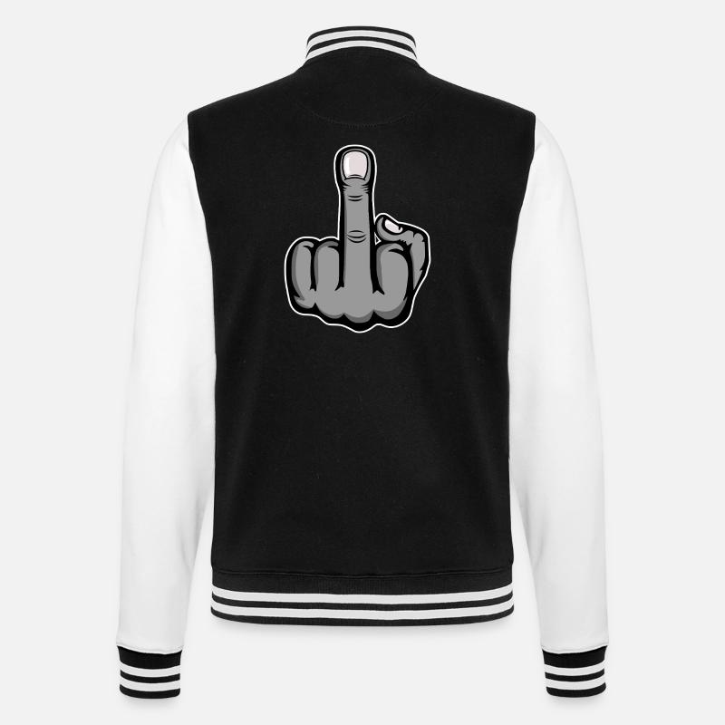 Mittelfinger Stinkefinger Design Grau - College-Sweatjacke - Schwarz/Weiß
