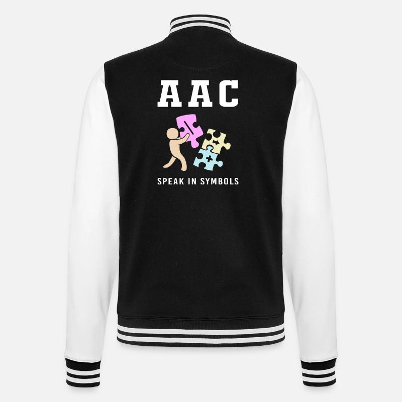 AAC Communication Sign Language SLP - College Sweat Jacket - black/white