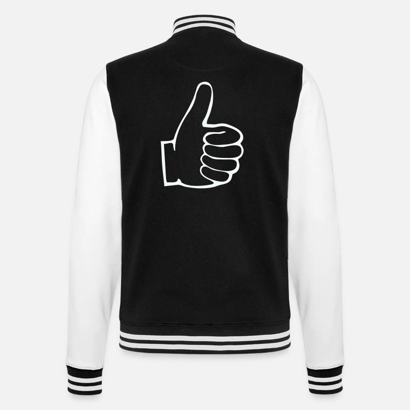 Daumen Hoch Outline - College-Sweatjacke - Schwarz/Weiß