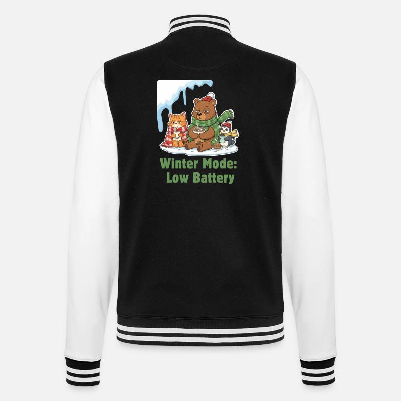 Winter Mode: Tired, Wrapped Up & Hungry - College Sweat Jacket - black/white